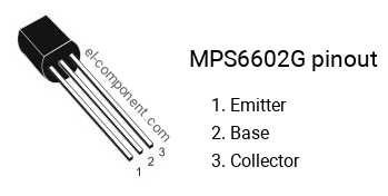 Pinout of the MPS6602G transistor, marking MPS 6602G