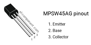 Pinout of the MPSW45AG transistor, marking MPS W45AG