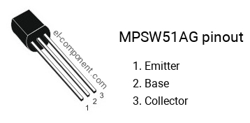 Pinout of the MPSW51AG transistor, marking MPS W51AG
