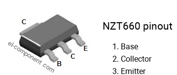 Diagrama de pines del NZT660 smd sot-223 