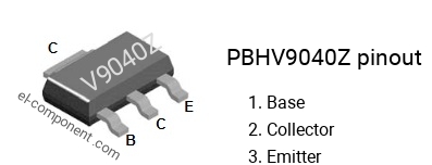 Diagrama de pines del PBHV9040Z smd sot-223 , smd marking code V9040Z