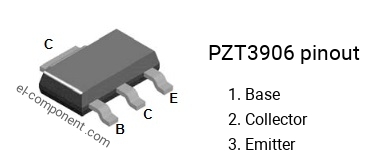 Diagrama de pines del PZT3906 smd sot-223 