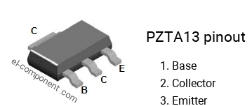 Diagrama de pines del PZTA13 smd sot-223 