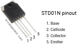 Pinout of the STD01N transistor