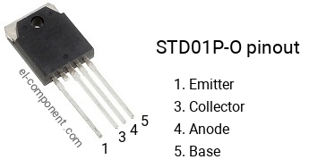 Pinout of the STD01P-O transistor