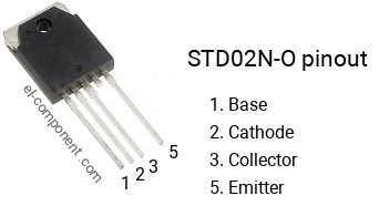 Pinout of the STD02N-O transistor