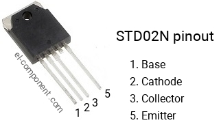 Pinout of the STD02N transistor