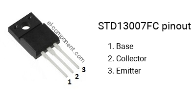 Pinout of the STD13007FC transistor