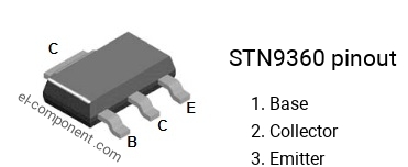 Pinout of the STN9360 smd sot-223 transistor