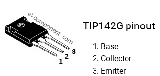 Diagrama de pines del TIP142G 