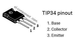 Diagrama de pines del TIP34 