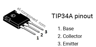 Pinout of the TIP34A transistor