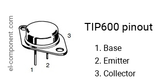 Pinout of the TIP600 transistor